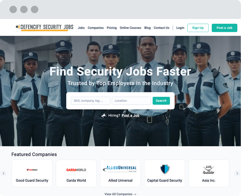 DON'T JUST TRAIN GUARDS. <span class="yellow">HIRE THEM.</span>