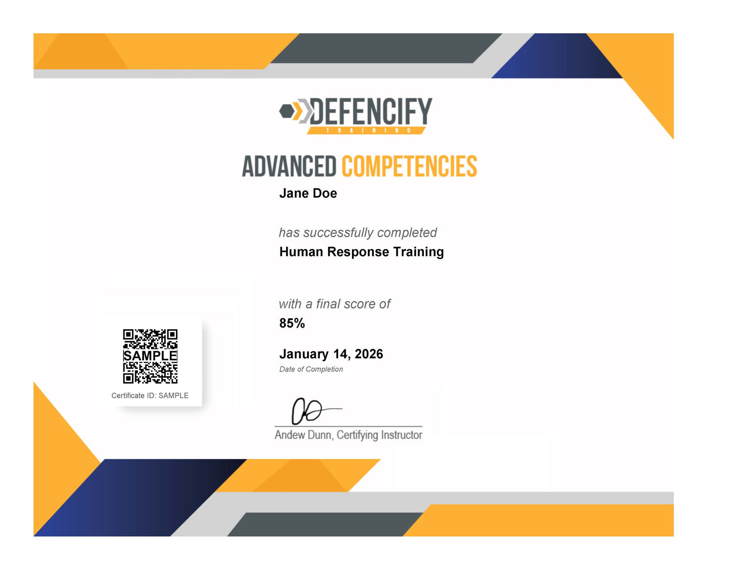 Advanced Competencies: Human Response Training (4 Hours)