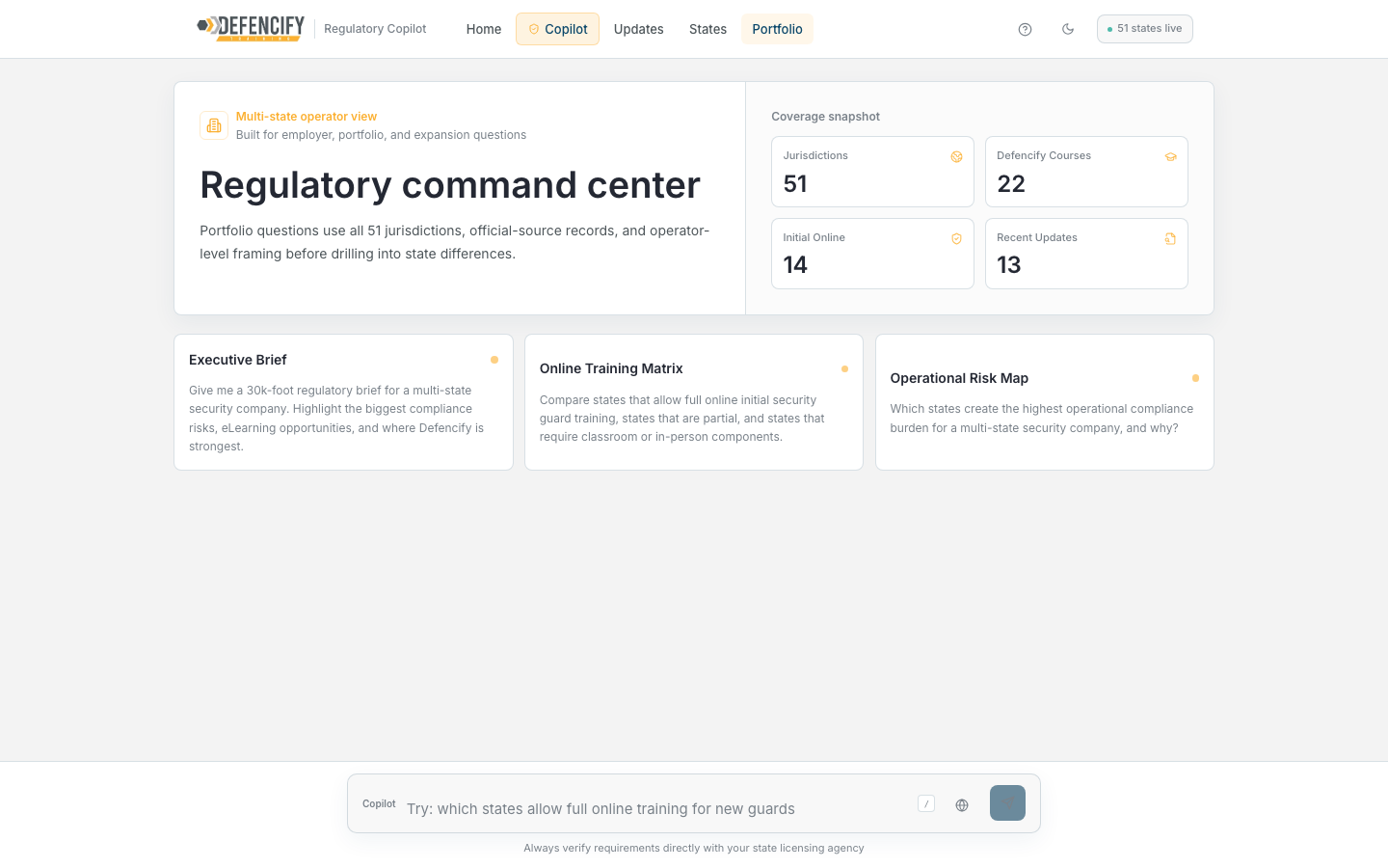 Multi-state portfolio command center