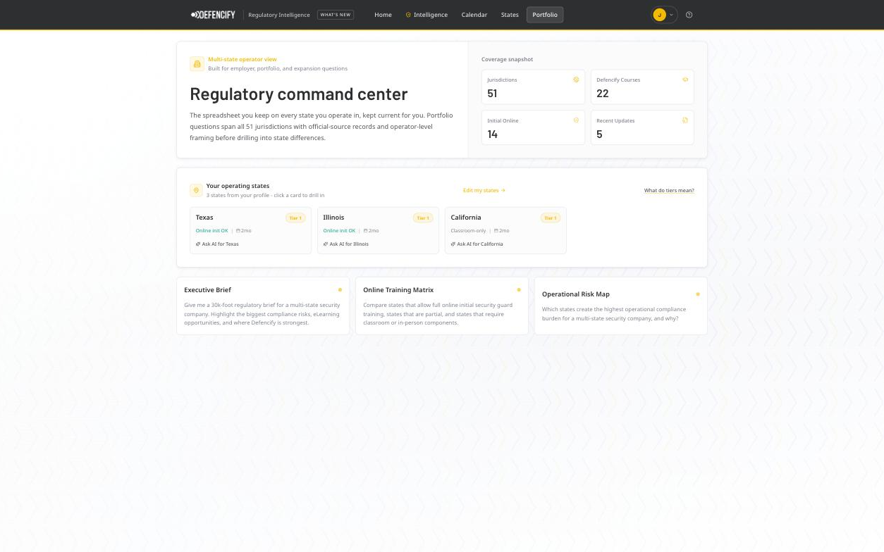 Multi-state portfolio command center
